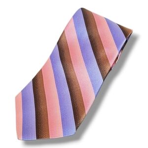 Ted Baker Pink Blue & Brown Silk Tie - OS
